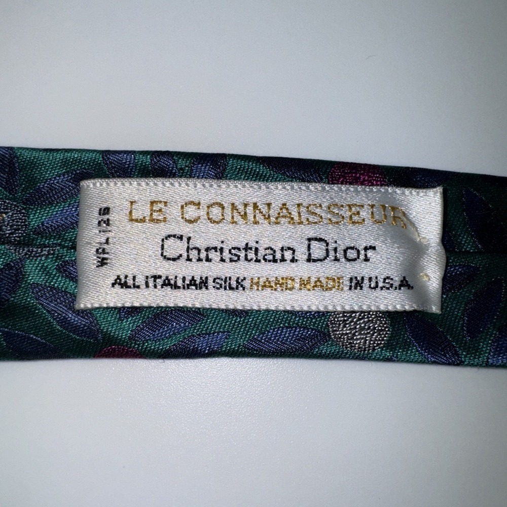 Christian Dior Tie Green Blue Silk Floral Made in USA Fabric Woven 3.25 Wide‎ - Picture 5 of 5